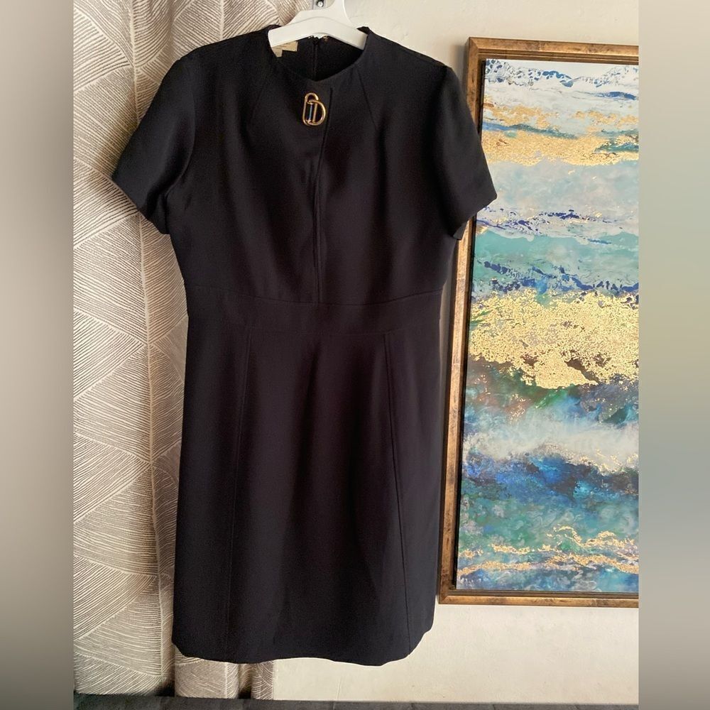 Burberry Mini Dress Size 10 Black D-Ring Detail Silk Wool Short-Sleeve - Picture 6 of 16